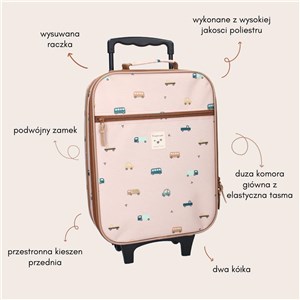 Walizka dla dzieci KIDZROOM Sweet Cars brown
