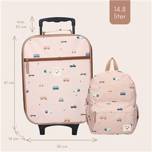 Walizka dla dzieci KIDZROOM Sweet Cars brown