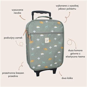 Walizka dla dzieci KIDZROOM Small Dino Green