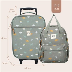 Walizka dla dzieci KIDZROOM Small Dino Green