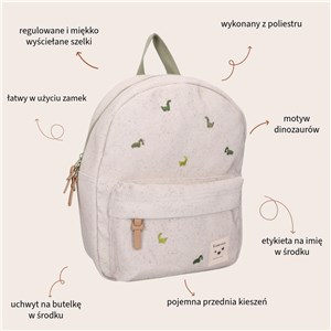 Plecak dla dzieci Nostalgia Dino Beige KIDZROOM