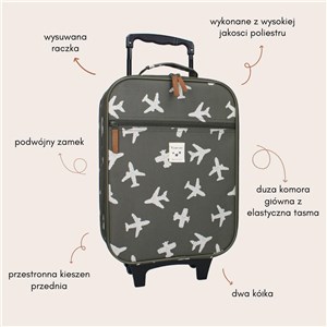 Walizka dla dzieci KIDZROOM Airplane khaki