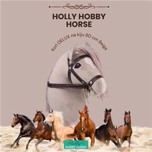 Holly Hobby Horse koń DELUXE na kiju 80cm beige