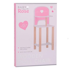 Drewniane krzesełko Baby Rose dla lalek 35-45 cm