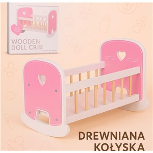 Drewniana kołyska Baby Rose dla lalek 35-45 cm