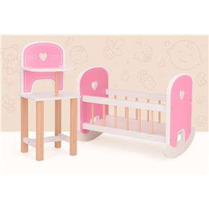 Drewniana kołyska Baby Rose dla lalek 35-45 cm