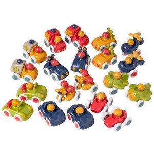 Drewniany ekspozytor+20 pojazdów Baby mix TOLO Bio