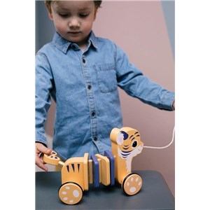 Drewniany Tygrysek na sznurku