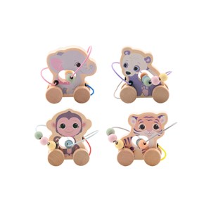 Drewniana zabawka na kółkach z przeplatanką MAŁPKA