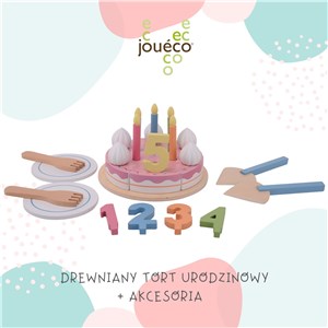 Drewniany tort urodzinowy i akcesoria