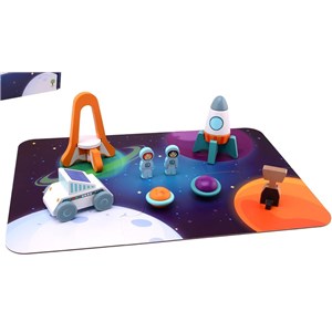Drewniana stacja kosmiczna i puzzle