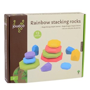 Drewniana tęczowa piramida z kamieni