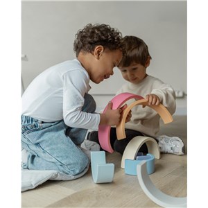 Drewniana pastelowa tęcza JOUECO 8 elem.