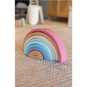 Drewniana pastelowa tęcza JOUECO 8 elem.