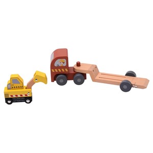 Drewniane auto z naczepą i koparką JOUECO