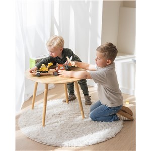 Drewniane auto z naczepą i koparką JOUECO