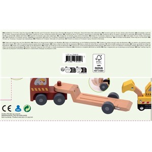 Drewniane auto z naczepą i koparką JOUECO