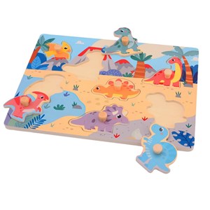 Drewniane puzzle z uchwytami DINO Joueco
