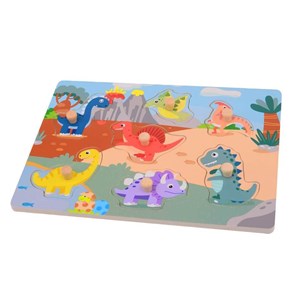 Drewniane puzzle z uchwytami DINO Joueco