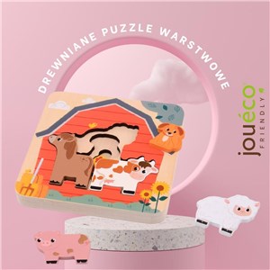 Drewniane puzzle warstwowe FARMA Joueco