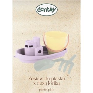 Zestaw do piasku z dużą łódką pastel lila DANTOY