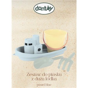 Zestaw do piasku z dużą łódką pastel blue DANTOY
