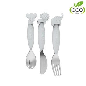 B-Zestaw sztućców dla dzieci silkon/Inox grey