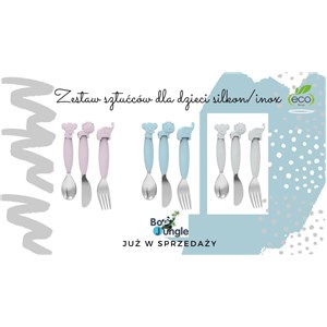 B-Zestaw sztućców dla dzieci silkon/Inox grey