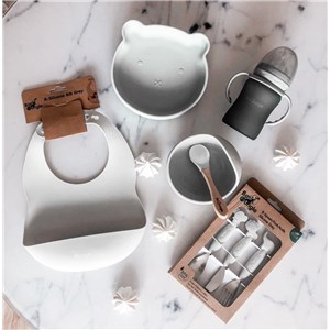 B-Zestaw sztućców dla dzieci silkon/Inox grey