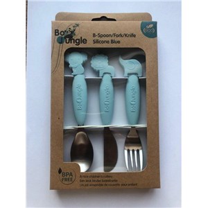 B-Zestaw sztućców dla dzieci silkon/Inox blue