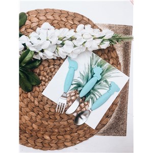 B-Zestaw sztućców dla dzieci silkon/Inox blue