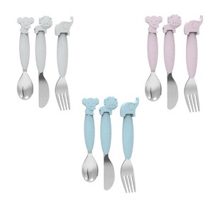 B-Zestaw sztućców dla dzieci silkon/Inox blue