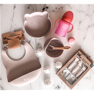 B-Zestaw sztućców dla dzieci silkon/Inox pink