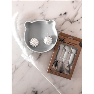 B-Talerzyk silikonowy Bear z przyssawką Grey