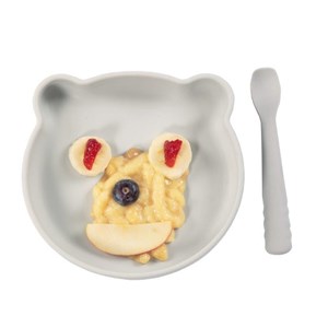 B-Talerzyk silikonowy Bear z przyssawką Grey