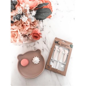 B-Talerzyk silikonowy Bear z przyssawką Pink