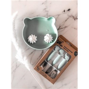 B-Talerzyk silikonowy Bear z przyssawką Blue mint