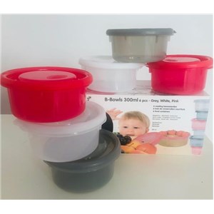 B-Pojemniki 300 ml ( 6 sztuk) pink-white-grey