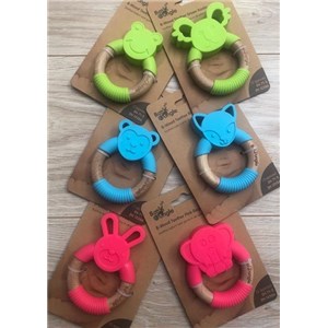 B-Gryzak drewniano-silikonowy Animals Blue Fox