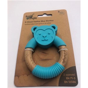 B-Gryzak drewniano-silikonowy Animals Blue Monkey