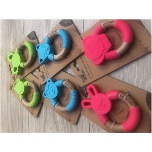 B-Gryzak drewniano-silikonowy Animals Blue Monkey