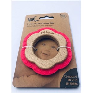 B-Gryzak drewniano-silikonowy Flower Pink