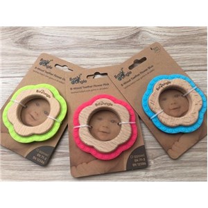 B-Gryzak drewniano-silikonowy Flower Blue