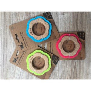 B-Gryzak drewniano-silikonowy Flower Blue