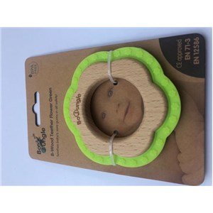 B-Gryzak drewniano-silikonowy Flower Green