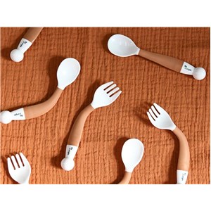 B-Elastyczne sztućce łyżeczka/widelec Terracotta