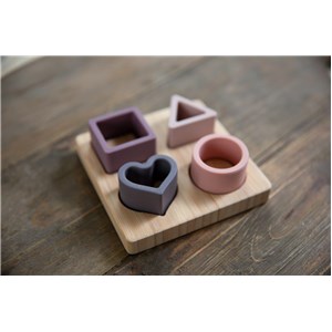 B-Sorter układanka silikon i bambus PINK serce