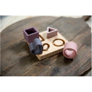 B-Sorter układanka silikon i bambus PINK serce