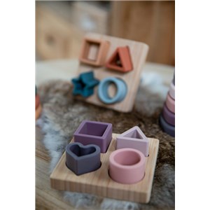 B-Sorter układanka silikon i bambus PINK serce