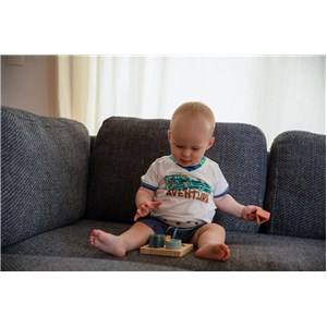 B-Sorter układanka silikon i bambus PINK serce